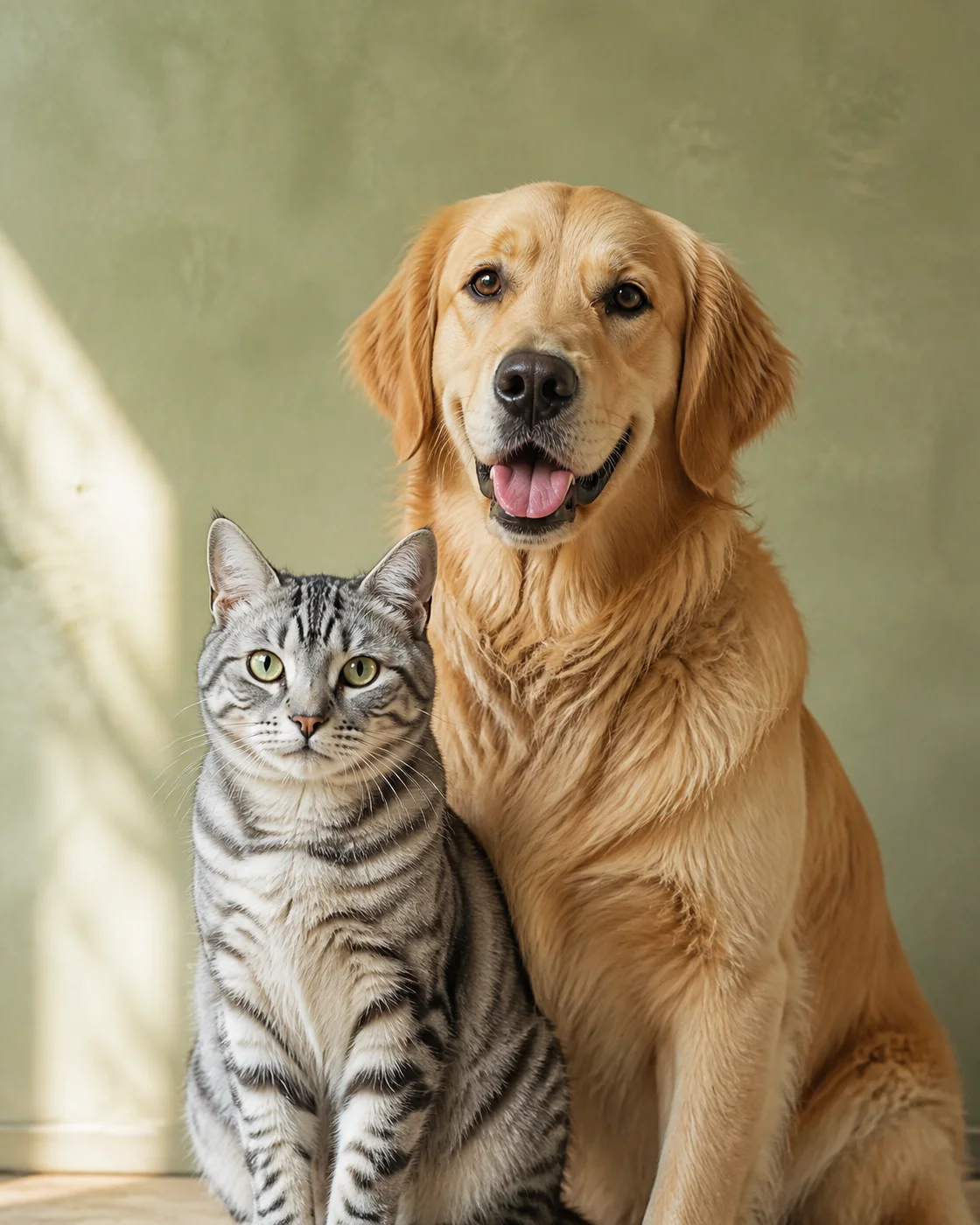 Yan yana duran kedi ve köpek